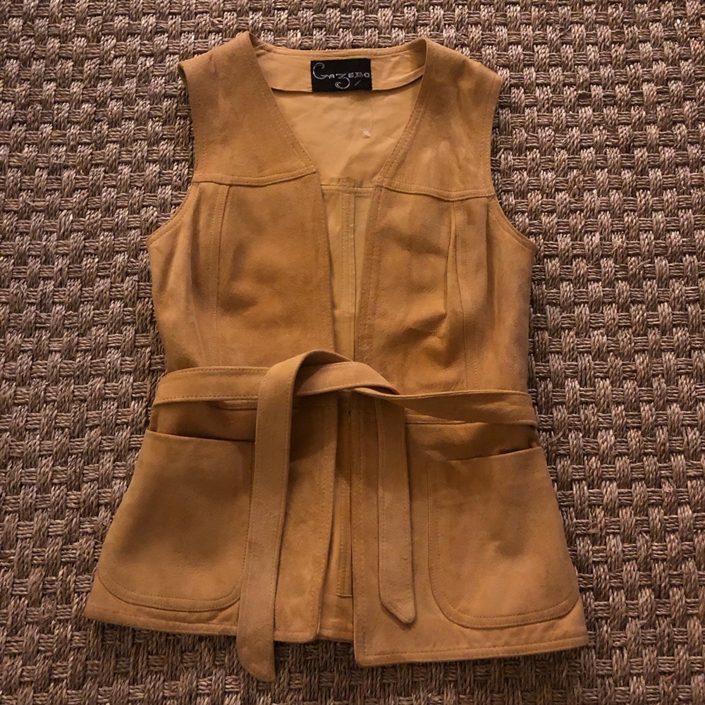Vintage Leather Suede Vest with Belt